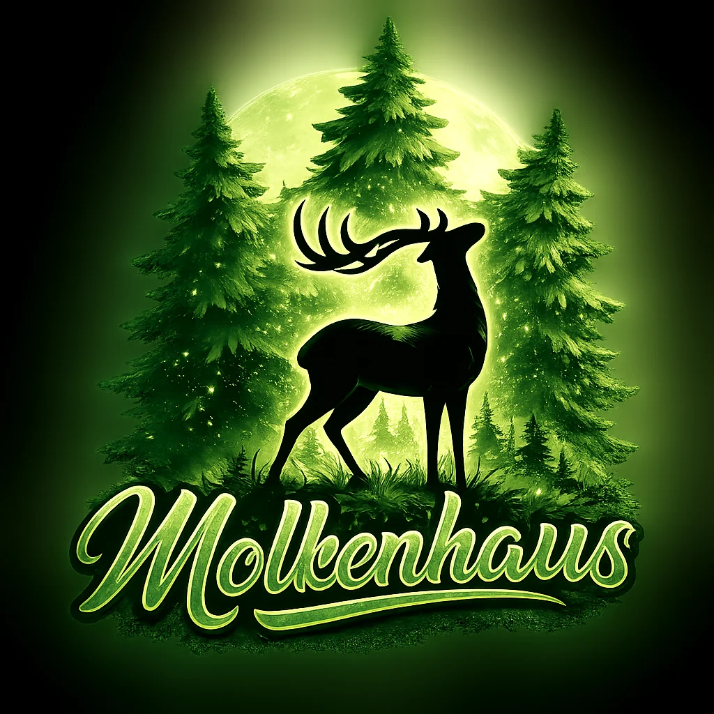 Neues Molkenhaus-Logo mit Hirsch und Tannenwald für die Waldgaststätte in Bad Harzburg